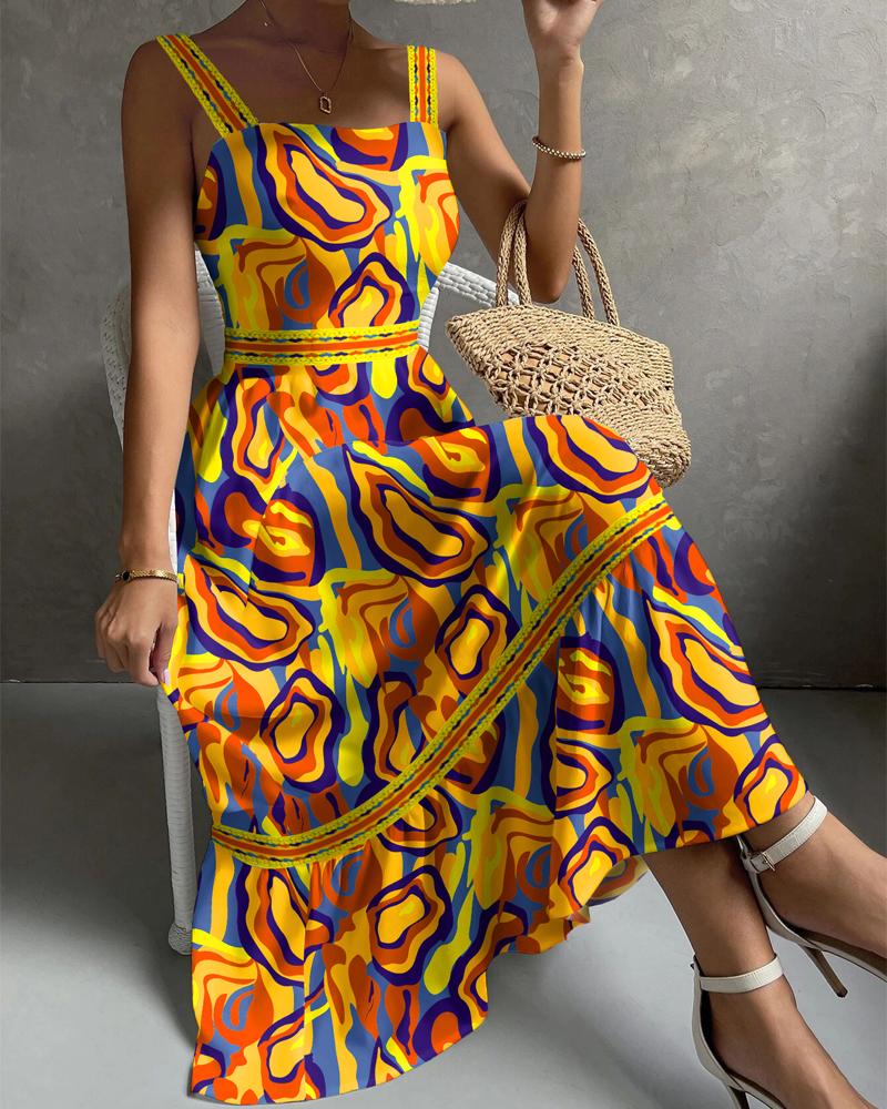 

Multi-Color Abstract Heart Print Sleeveless Maxi Dress, Yellow