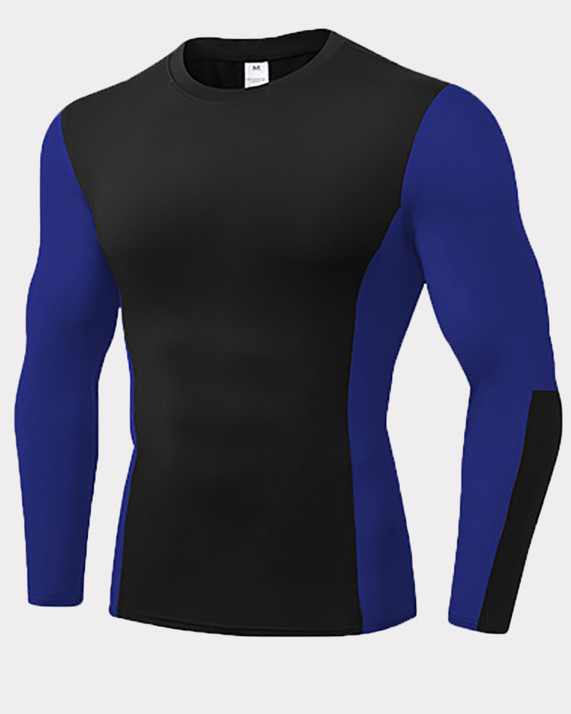 

Men Colorblock Long Sleeve Top, Blue