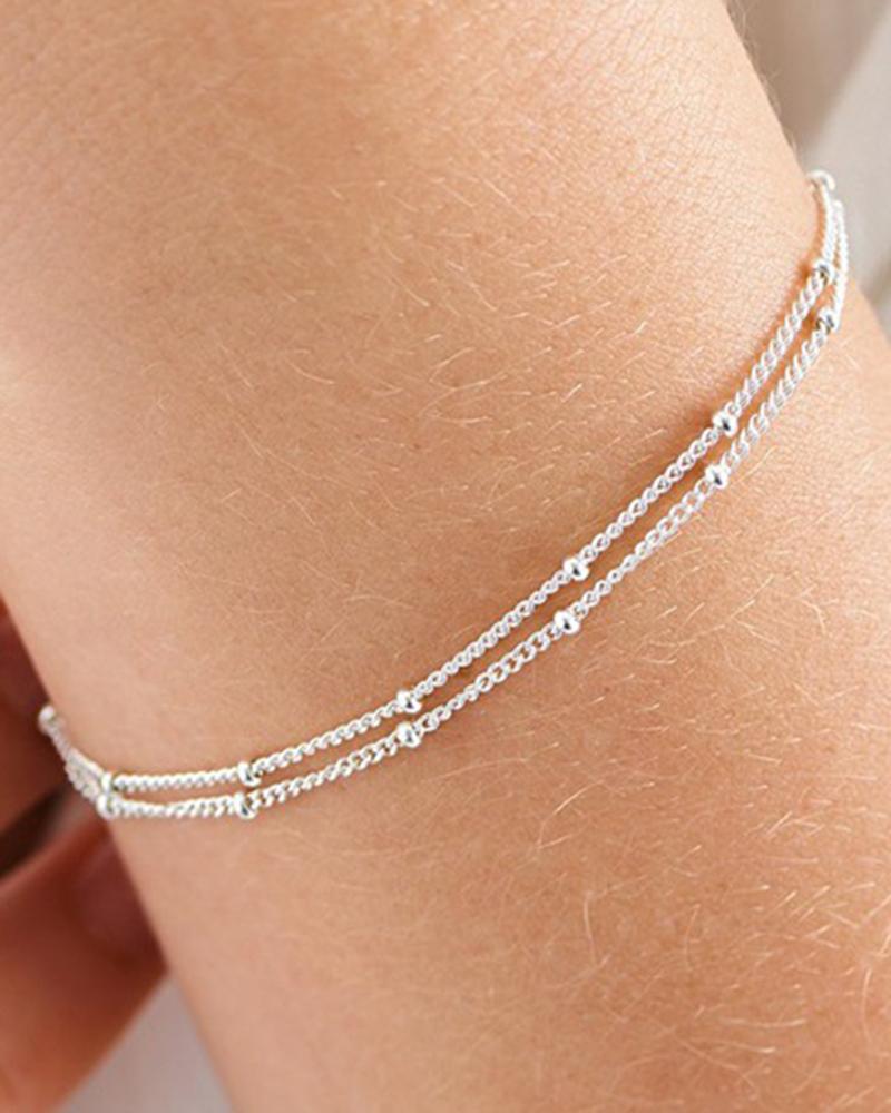 

1pcs Multi-Layered Beaded Chain Bracelet, Silver