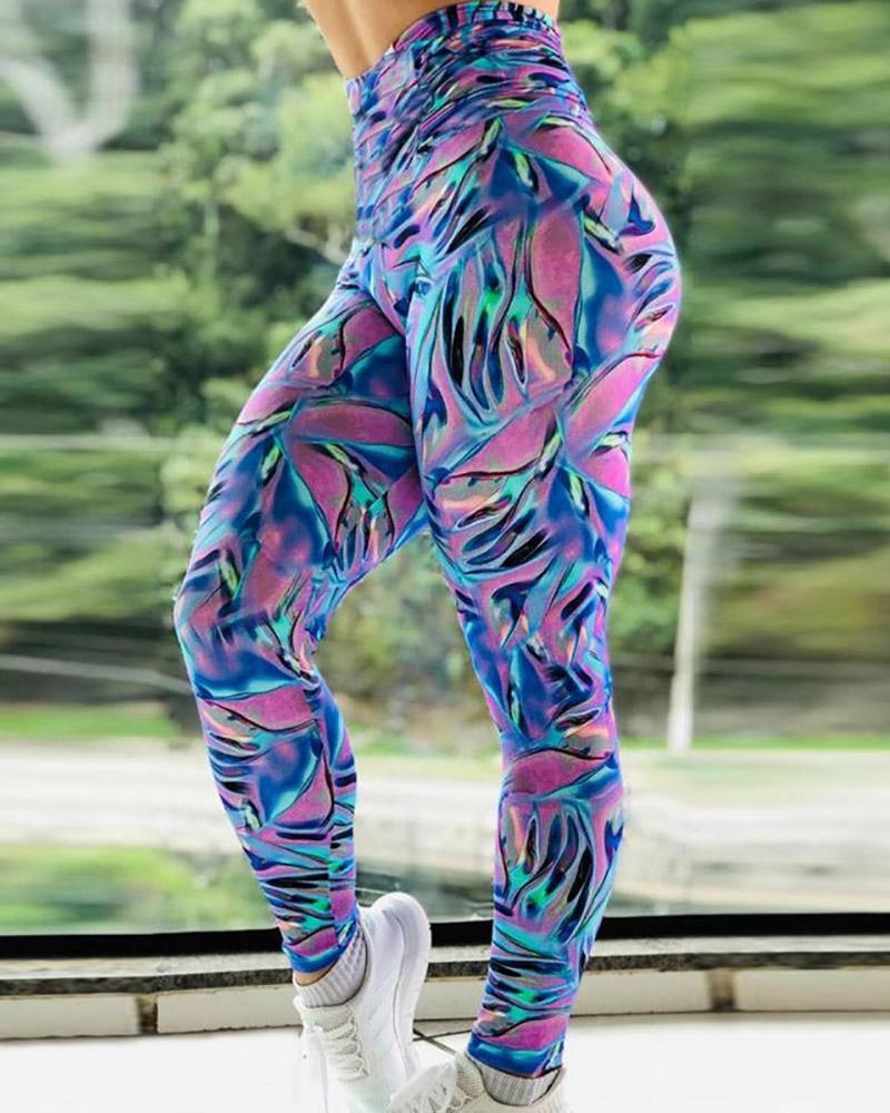 

Abstract Print High Waist Leggings, Multicolor