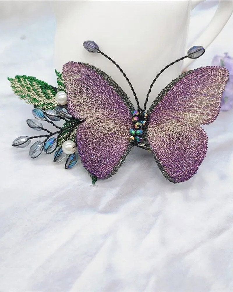 

Embroidery Butterfly Hair Clip, Purple