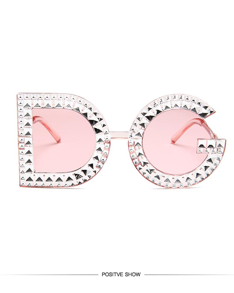 

1Pair Retro Rhinestone Letter Pattern Sunglasses, Style3