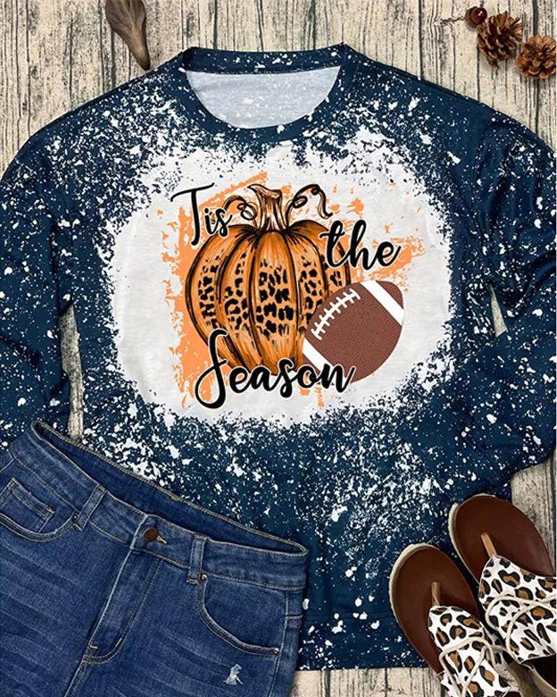

Halloween Pumpkin Print Long Sleeve Top, Blue