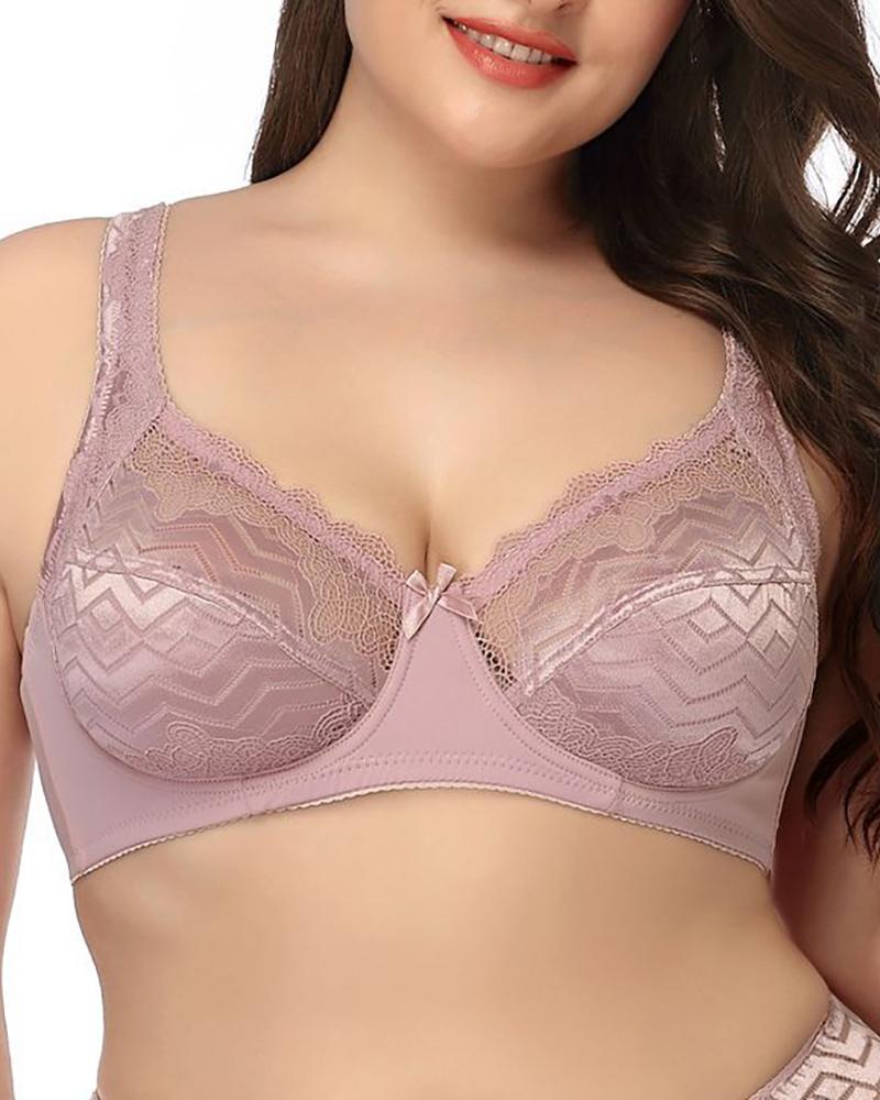 

Plus Size Push Up Full Coverage Lace Bra, Purple