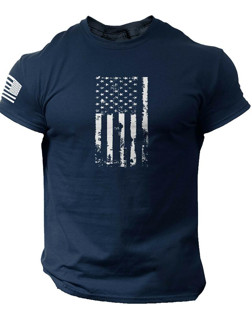 

National Flag Print Short Sleeve T-shirt, Dark blue