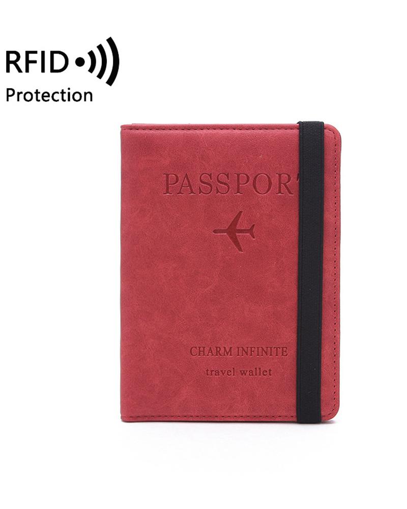 

Passport Holder Cover Wallet Card Case Travel Document Organizer, Red