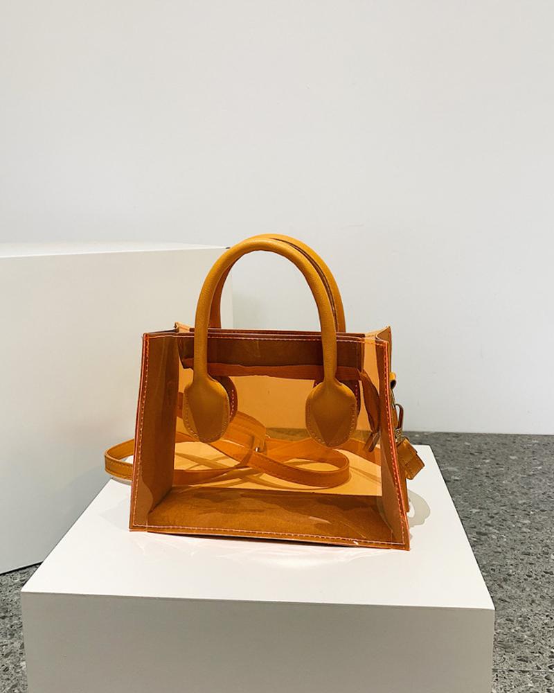 

Clear Shoulder Bag With Handle, Orange