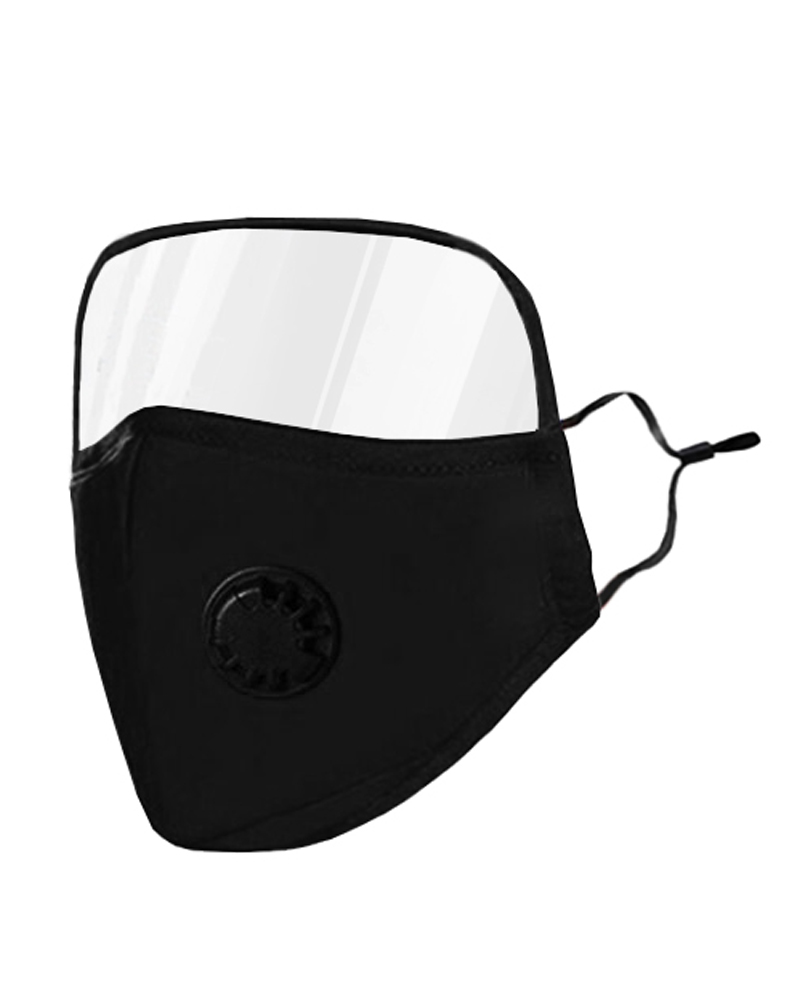 

Outdoor Face Protective Ear Loop Valve Face Mask With Eyes Shield, Black