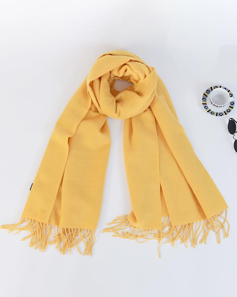 

Warm Long Tassel Design Scarf, Yellow