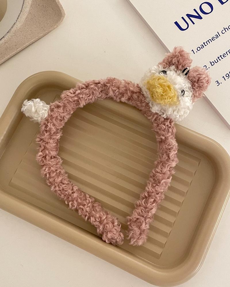 

Cartoon Animal Design Fluffy Headband, Pink
