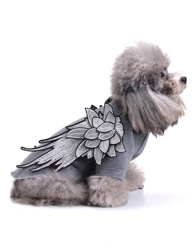 

Dog Clothes for Small Dogs Vest Two-Legs Shirt Angel Wings Embroidered Pet Costumes, Gray
