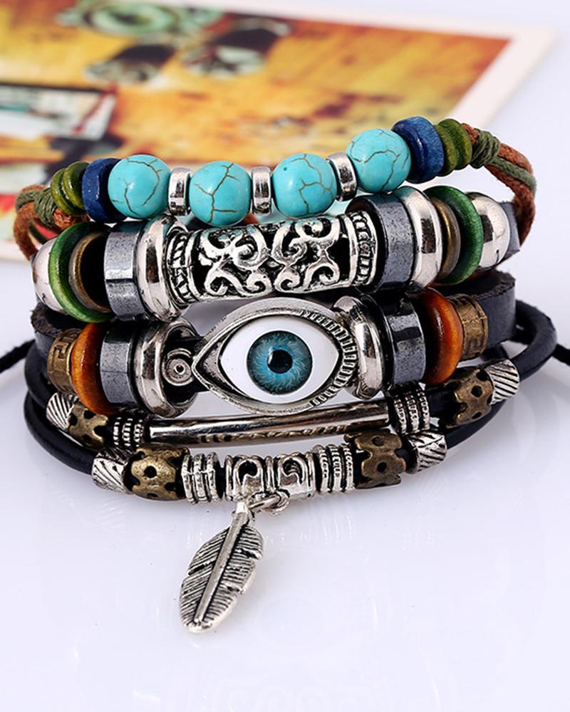 

1pcs Blue Eye Turquoise Multi-layer Bracelet, Brown