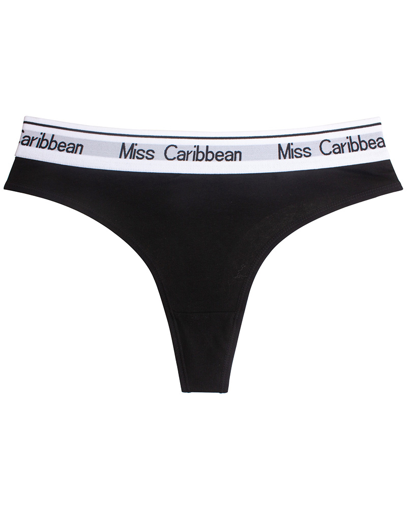 

Letter Print Contrast Binding Panty, Black