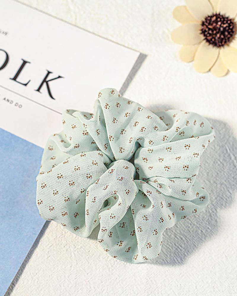 

Floral / Heart Print Scrunchie, Green