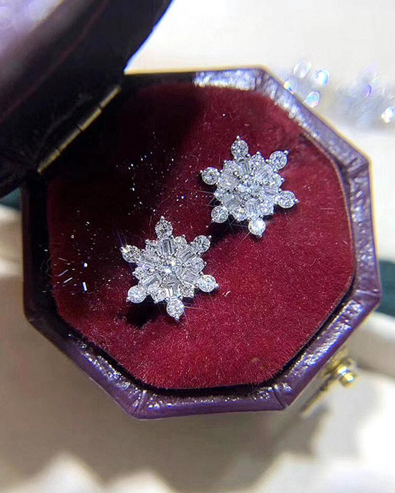 

1Pair Christmas Snowflake Shaped Earrings, Silver