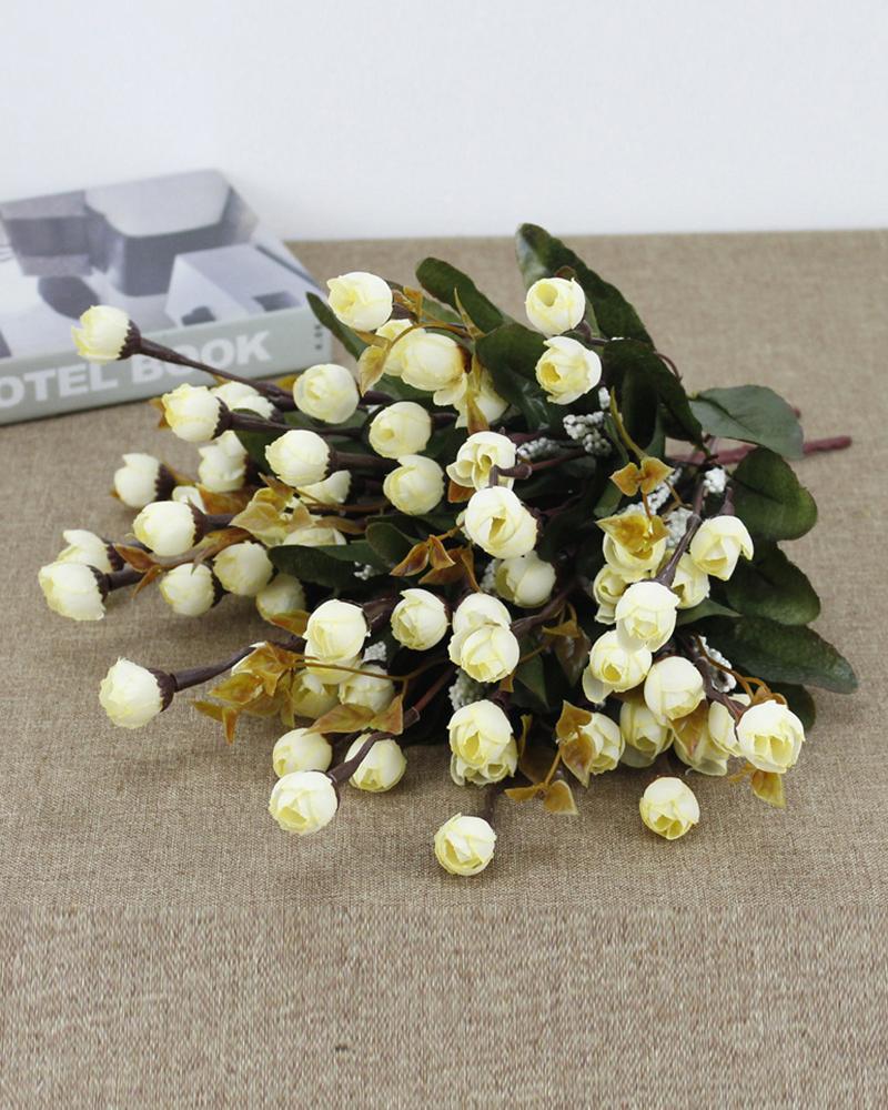 

7 Branch 21 Heads Artificial Flowers Bouquet Mini Rose Wedding Home Office Decor, White