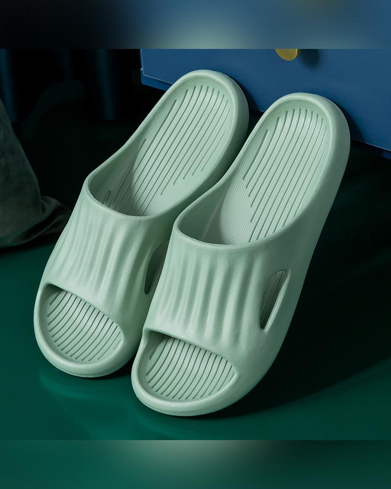 

Solid Open-toe Platform Slippers, Light green