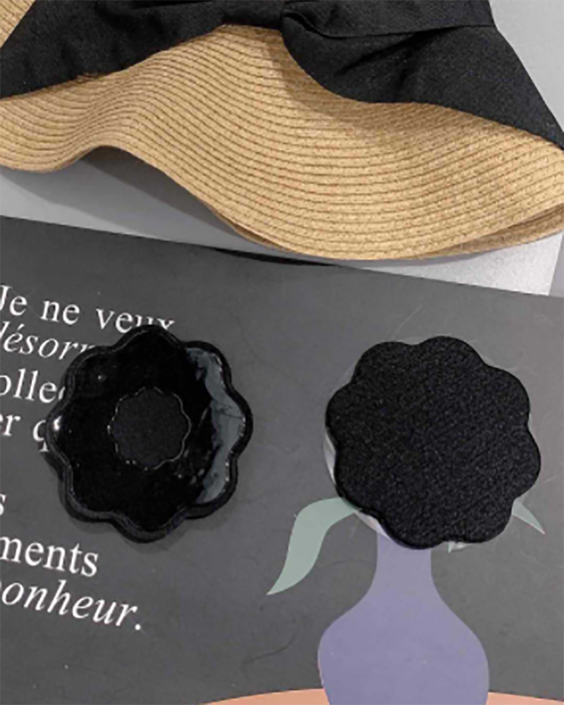 

Floral Shaped Reusable Silicone Petal Adhesive Nipple Cover Invisible Bra Pad Pasties, Black