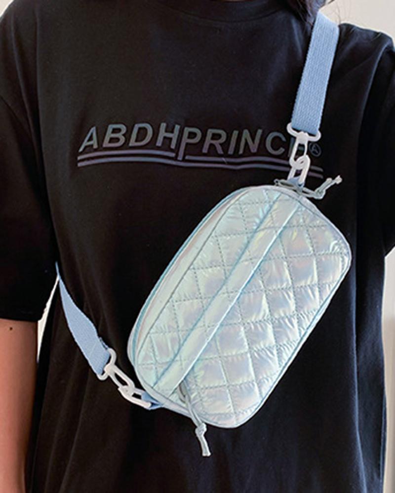 

Ombre Holographic Quilted Zip Crossbody Bag, Blue