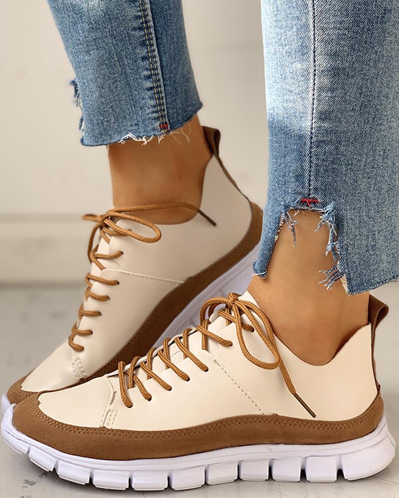 

Lace-Up Suede Insert Sneakers, Brown