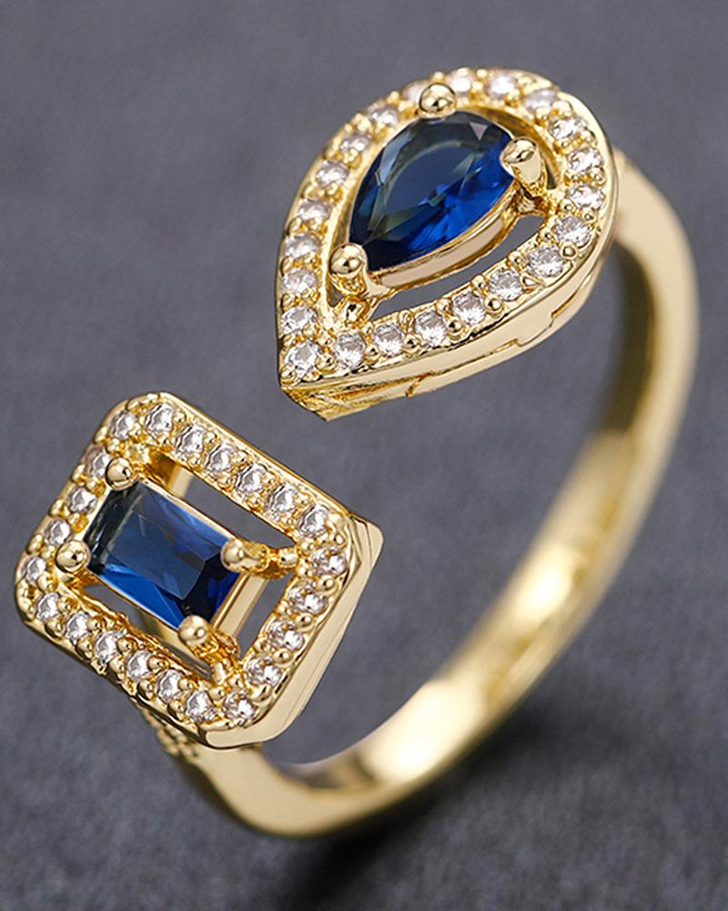 

1pc Water Drop Square Shaped Zircon Wedding Opening Ring, Style6