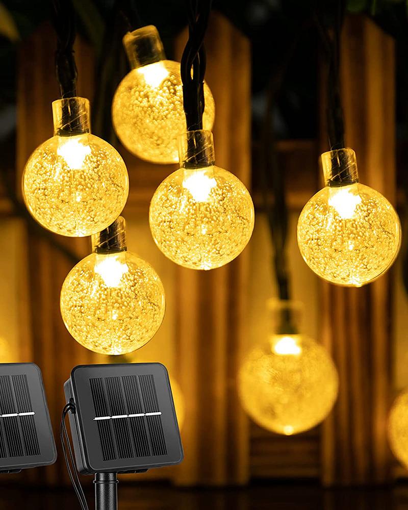 

Solar String Lights Outdoor 20 Led  Crystal Globe Lights with 8 Lighting Modes Waterproof Solar Powered Patio Lights for Garden Yard Porch Wedding Party Decor, Yellow
