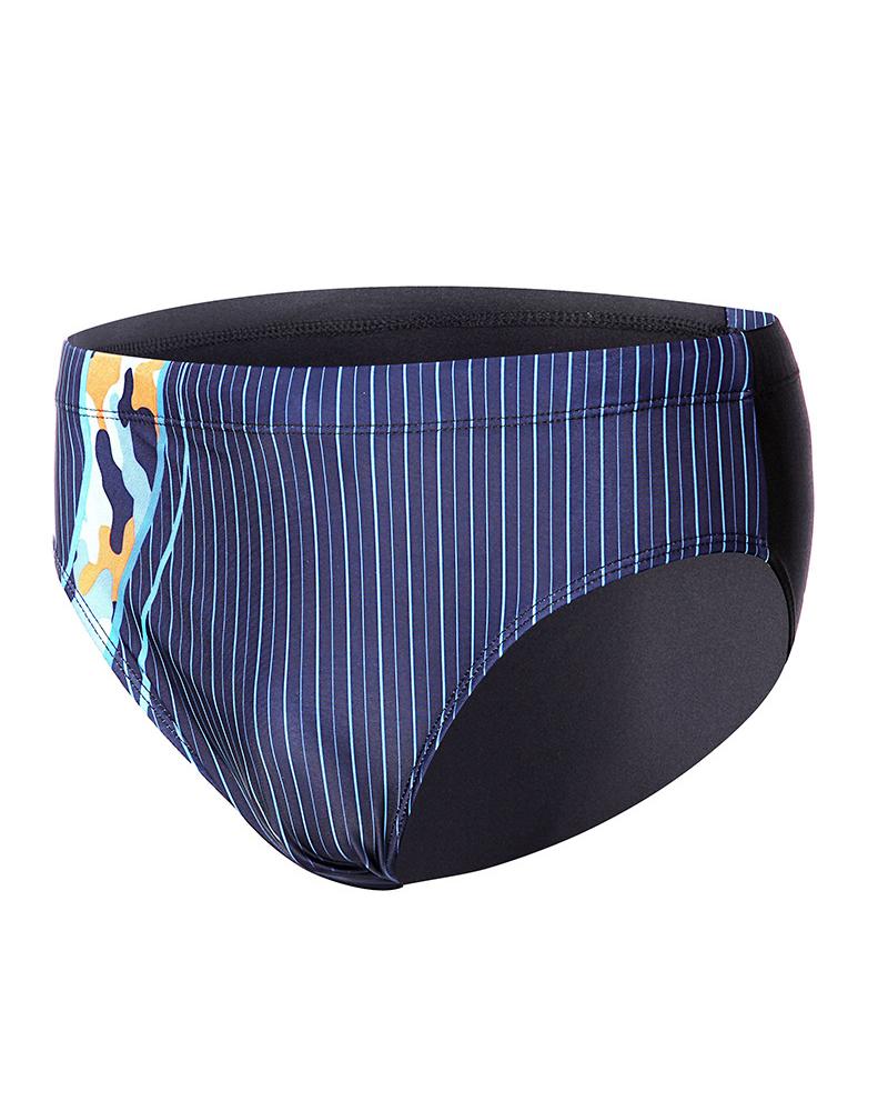 

Striped Patchwork Skinny Panties Swimwear Shorts, Blue