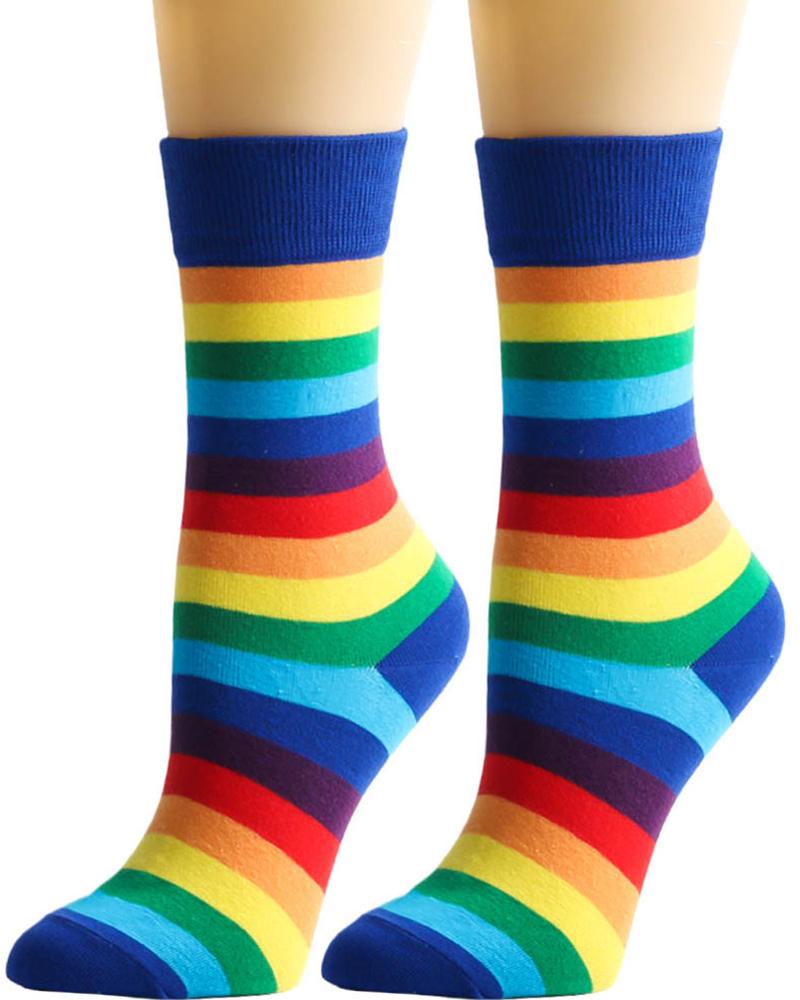 

1Pair Rainbow Stripe Party Pride Month Socks, Blue