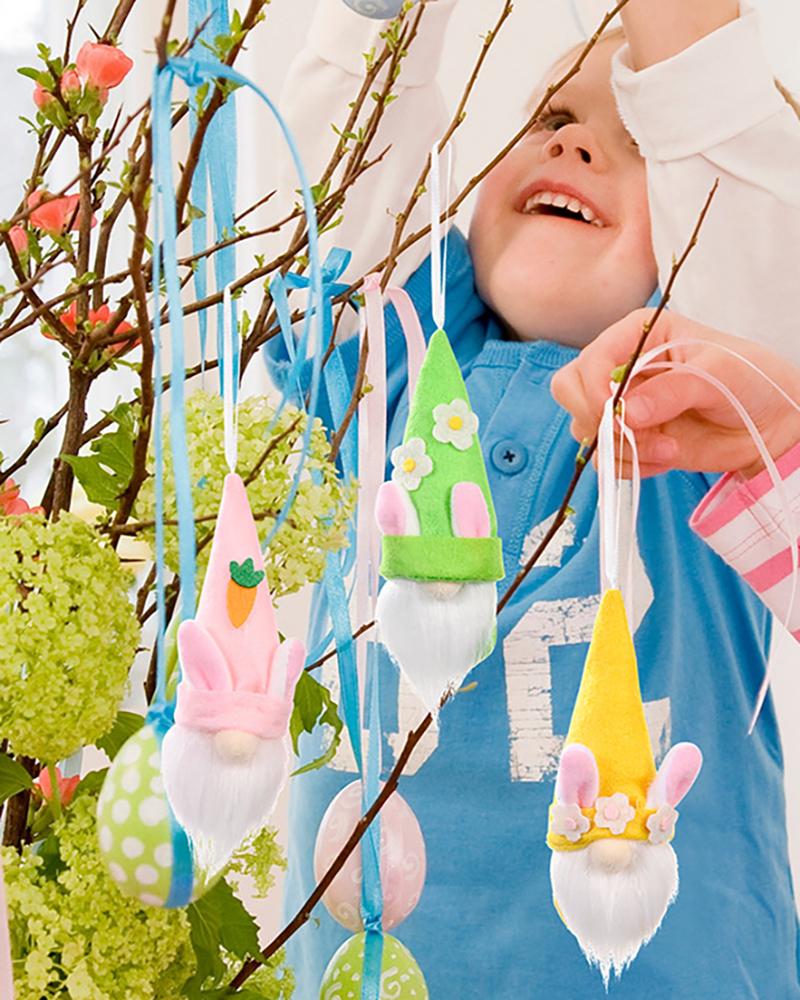 

1pcs Easter Bunny Hanging Decoration Dwarf Doll, Pink