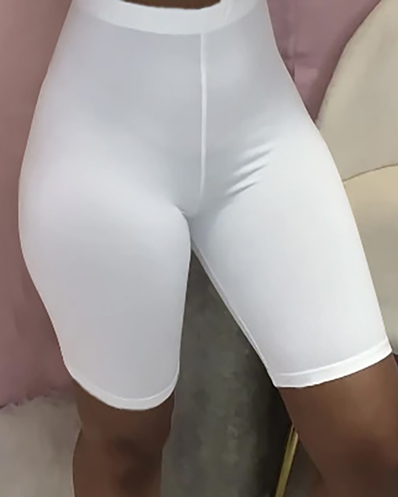 

High Waisted Butt Lifting Tummy Control Yoga Shorts, White