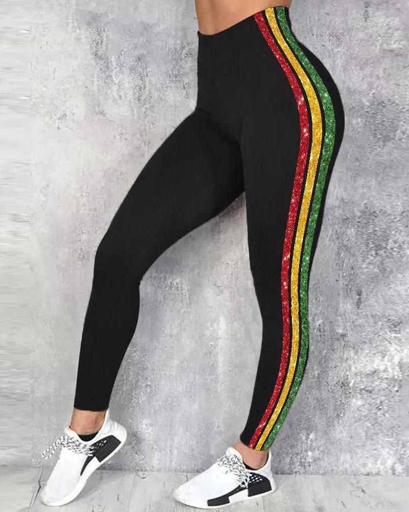 

Contrast Paneled High Waist Tummy Control Butt Lift Leggings, Black