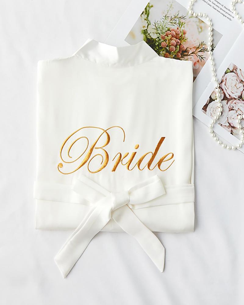 

Letter Print Wedding Robes For Bridesmaids, White