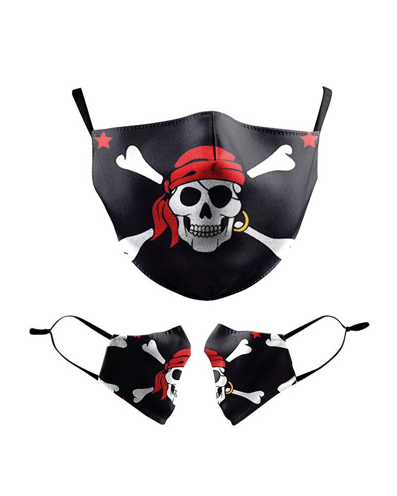 

Cartoon Print Colorblock Breathable Face Mask, Red