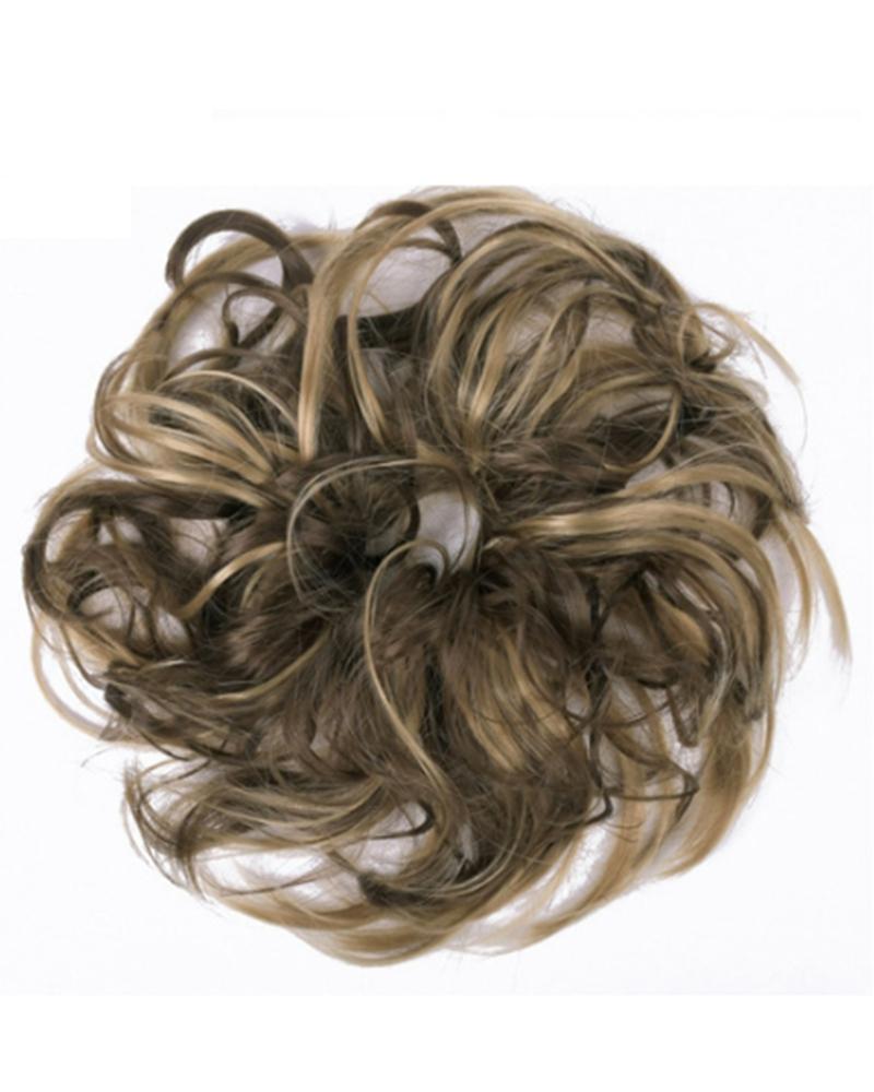 

Messy Chignon With Rubber Band Donut Hair Bun High Temperature Fiber Hairpieces, Style15