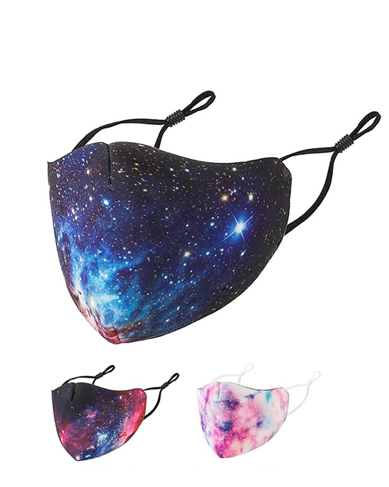 

Starry Sky / Tie Dye Print Breathable Face Mask, Dark blue