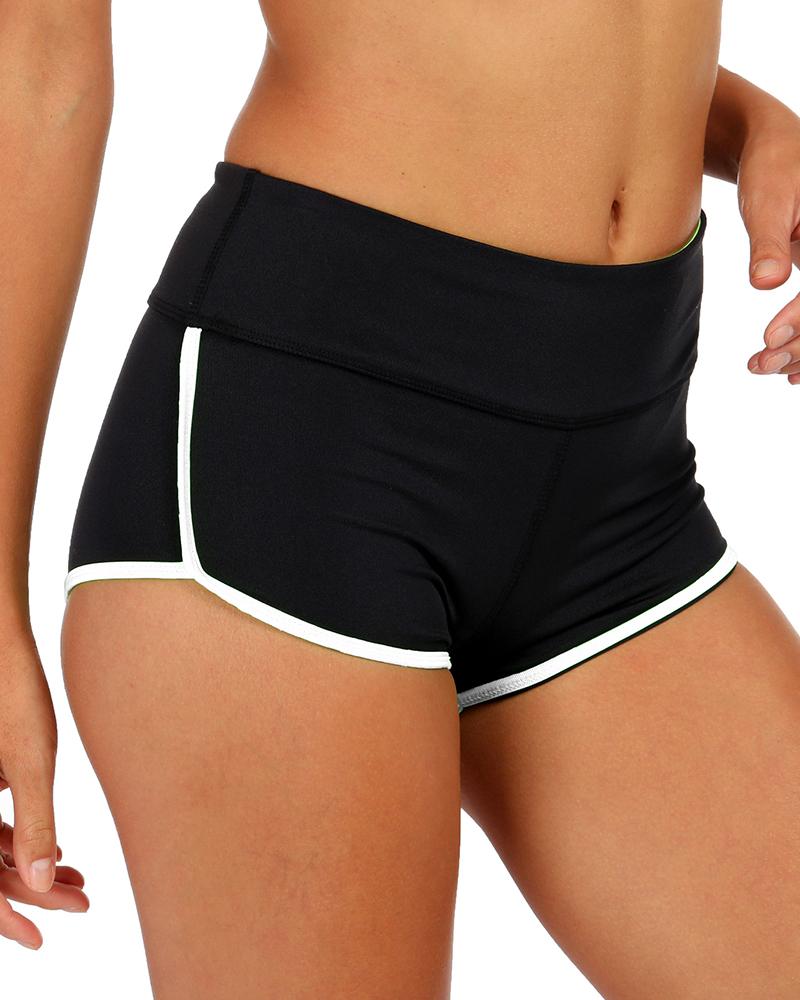 

High Waist Side Striped Sport Short Pants, White