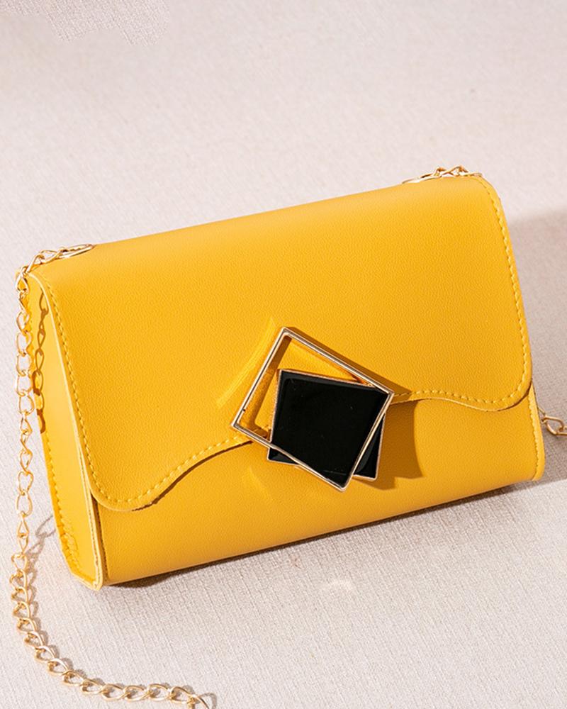 

Square Magnet Lock Crossbody Phone Bag, Yellow