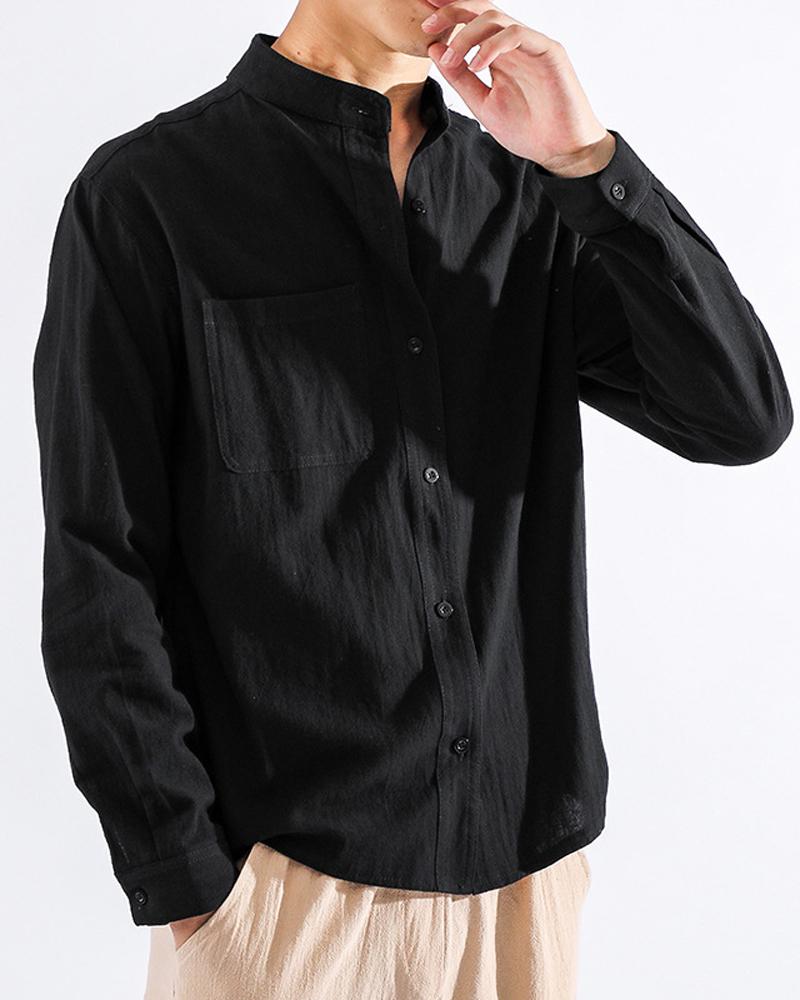 

Solid Color Long Sleeve T-shirt, Black