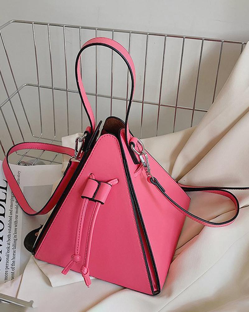 

Drawstring Triangle-Shaped Handbag Fashionable Crossbody Bag, Hot pink