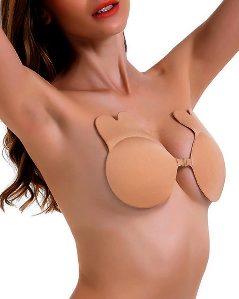 

Sticky Invisible Reusable Bra Push Up Lift Nipple Covers Adhesive Strapless Rabbit Bra, Nude