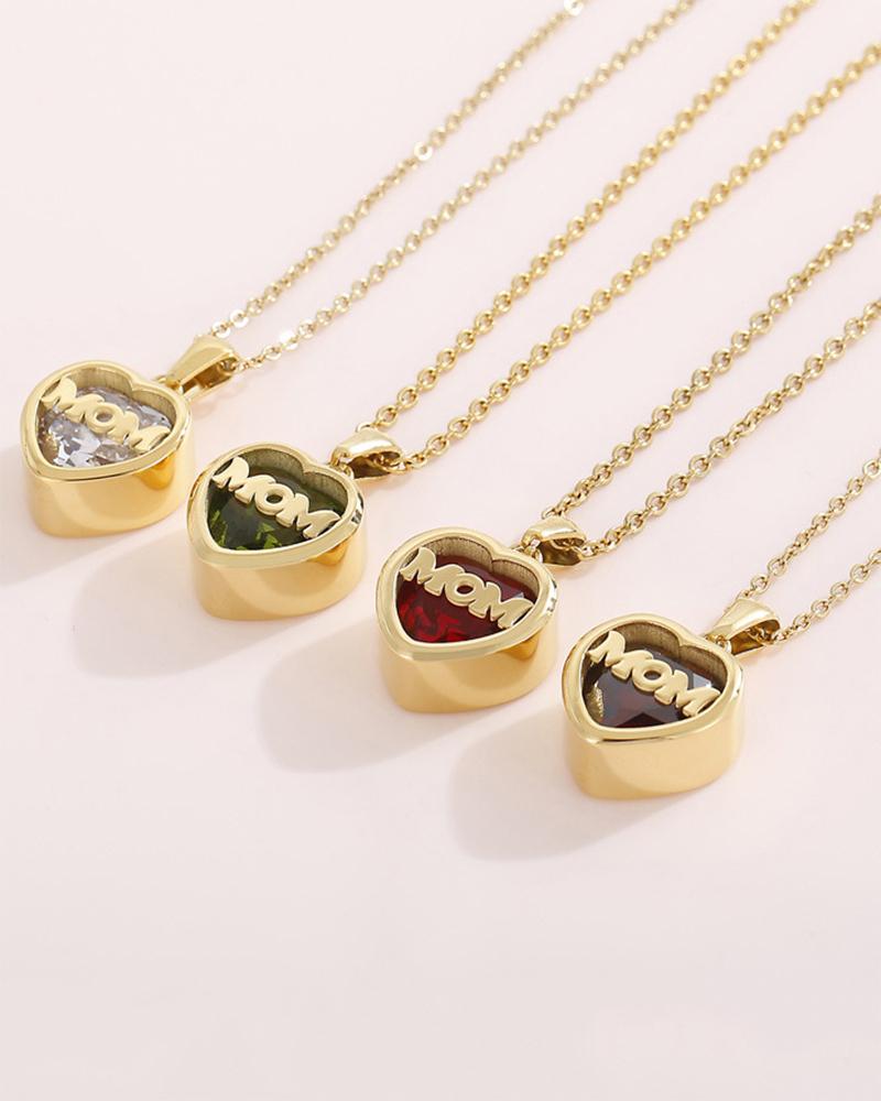 

Mother's Day Letter Heart Pendant Rhinestone Decor Necklace, Style1