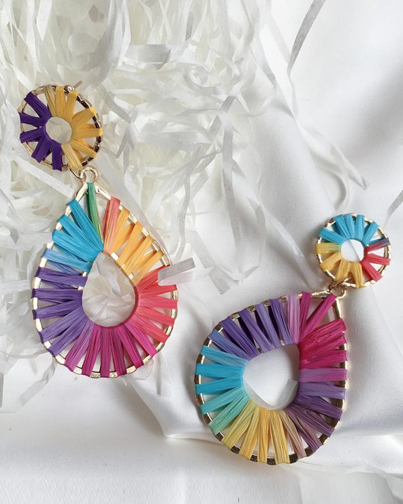 

1Pair Colorblock Waterdrop Shaped Drop Earrings, Multicolor