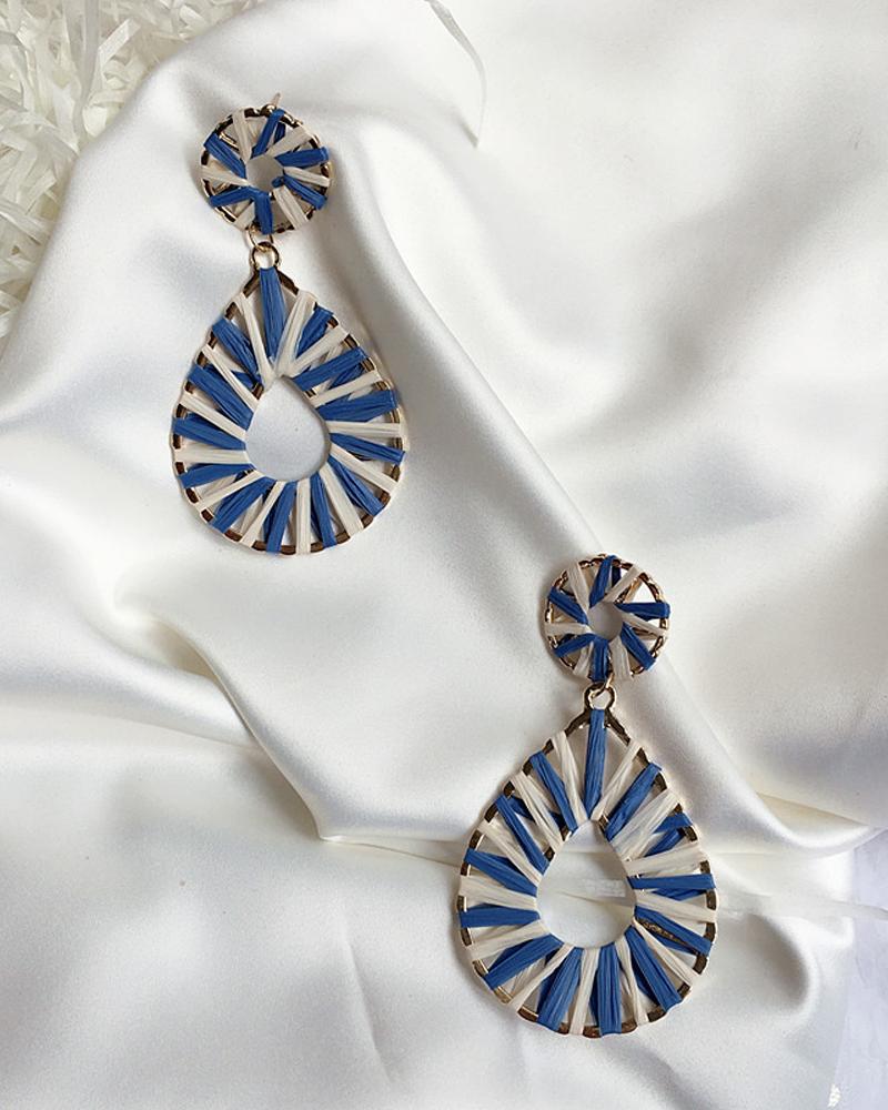 

1Pair Colorblock Waterdrop Shaped Drop Earrings, Blue