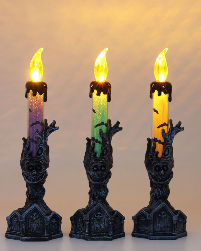

Halloween Skull Skeletal Hand Stand LED Candle Light Party Decorations Halloween Decoration Props Bar Scene Layout Desktop Decoration, Purple