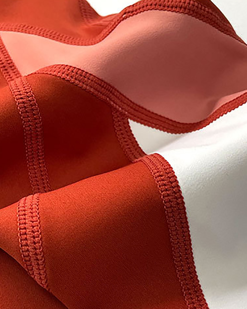 

Colorblock High Waist Butt Lifting Active Pants, Red