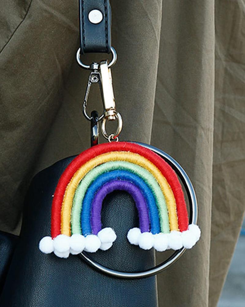 

Handmade Rainbow Stripe Bag Accessories King Ring, Red