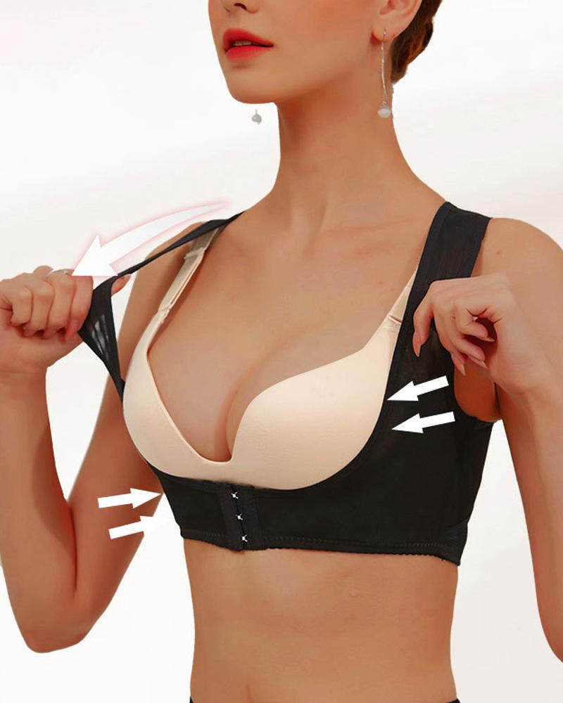 

Chest Brace Up Posture Corrector Shapewear Vest Breast Top Arm Shaper Back Support Corset, Black