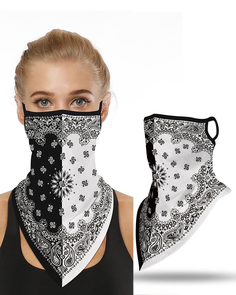 

Print Breathable Ear Loop Face Cover Windproof Motorcycling Dust Outdoors, Black