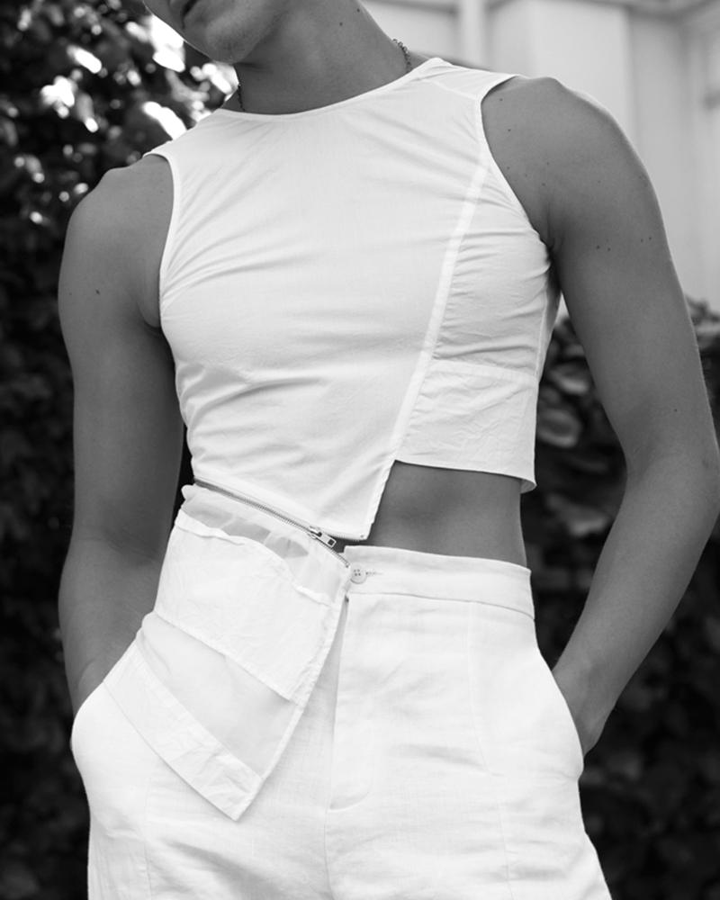 

Solid Color Sleeveless Casual Tank Top, White