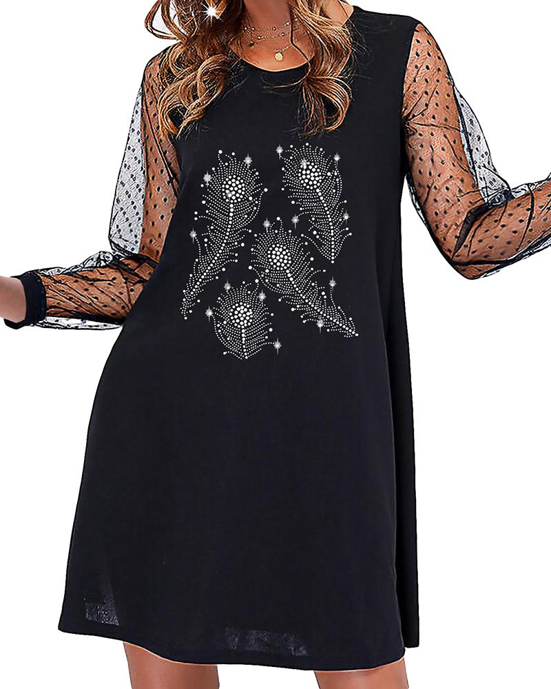 

Valentine' Day Rhinestone Dot Mesh Casual Dress, Style5